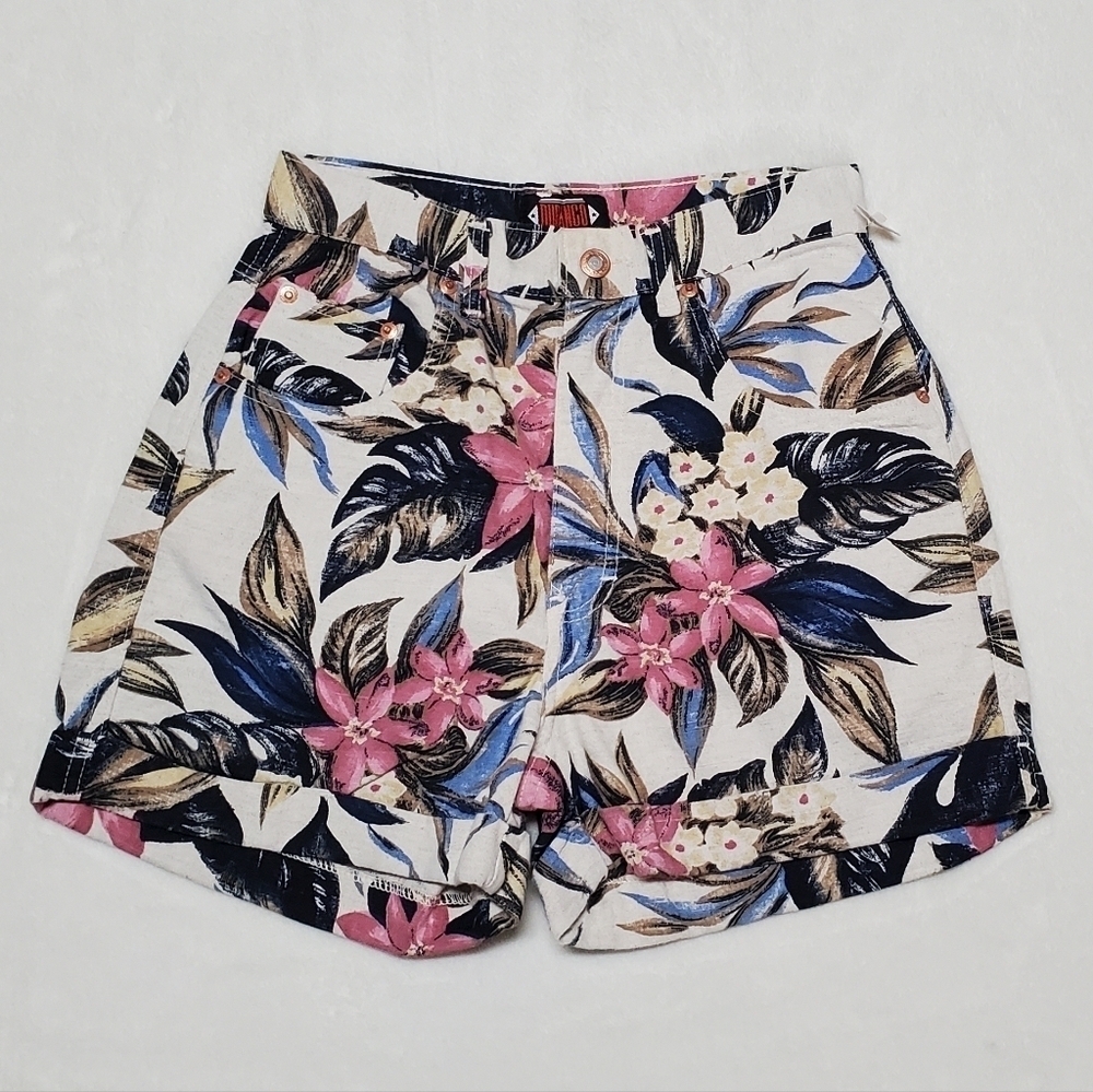 Deadstock Vintage 90s Durango Floral High Rise Cuffed Knit Denim Shorts NWT - Picture 4 of 16